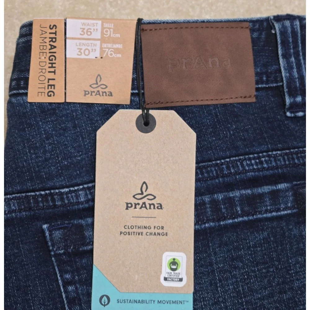 Prana Axiom Straight Leg Jean Men's 36X30 Rinse Chipped Wash NWT